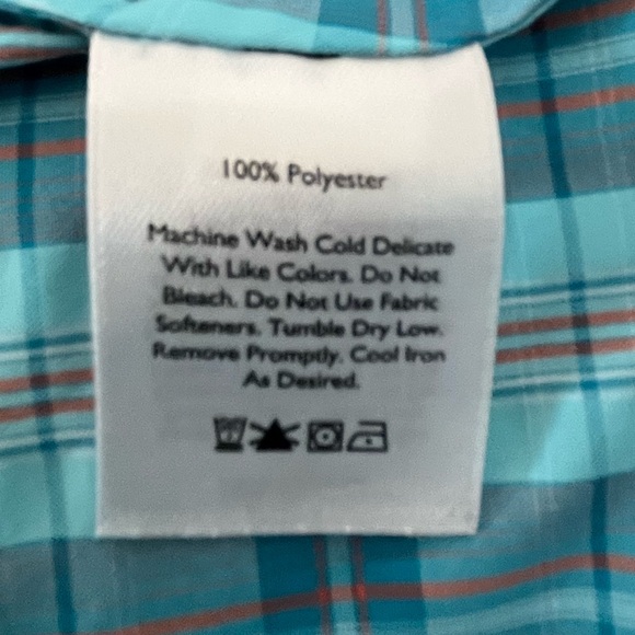 Eddie Bauer Teal and Red Plaid Long Sleeve Collar Buttoned Down Shirt Large - Picture 9 of 13